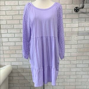 Lavender Long Sleeve Tiered Dress